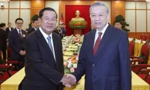 Tổng Bí thư Tô Lâm tiếp Chủ tịch Đảng Nhân dân Campuchia Hun Sen